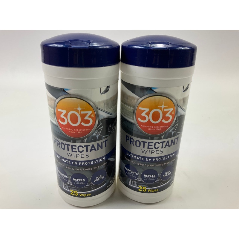 (2) 303 Automotive Protectant Wipes 25 Count UV Shielding Car Cleaning Wipes