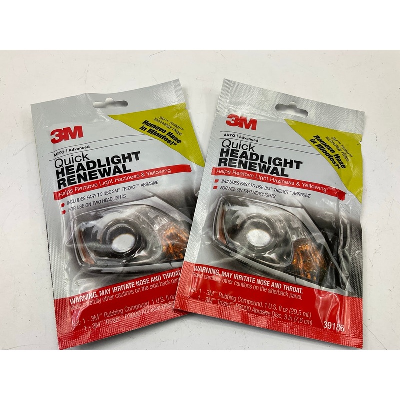 (2) 3M 39186 Quick Headlight Renewal, Remove Light Haziness And Yellowing