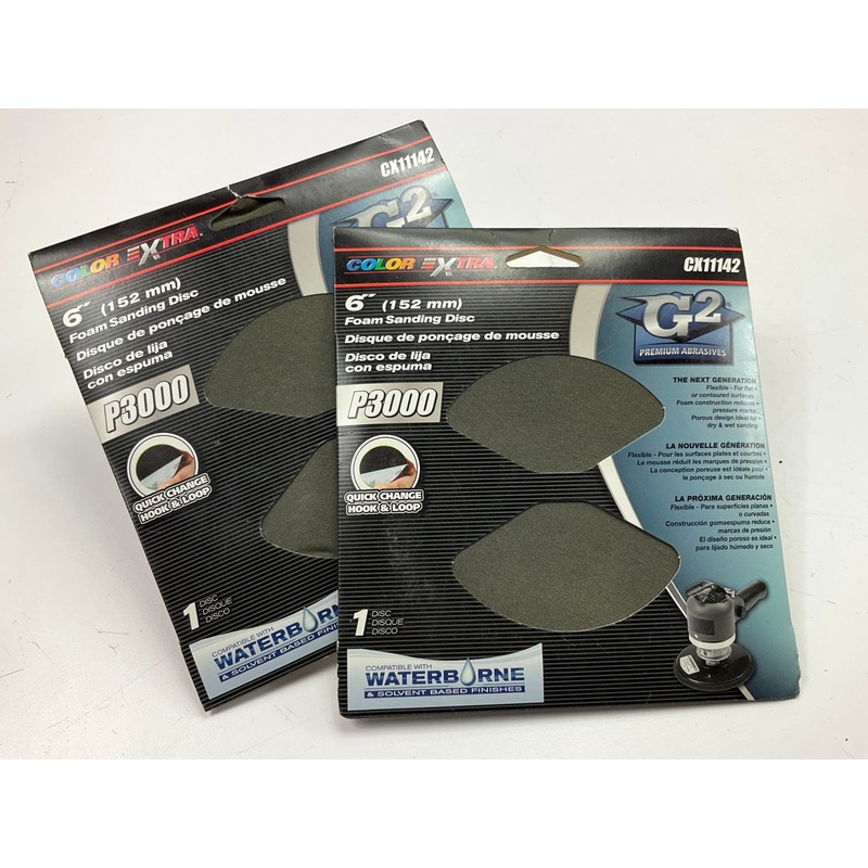 (2) Color Extra CX11142 6'' Foam Sanding Discs P3000 3000 Grit Shine