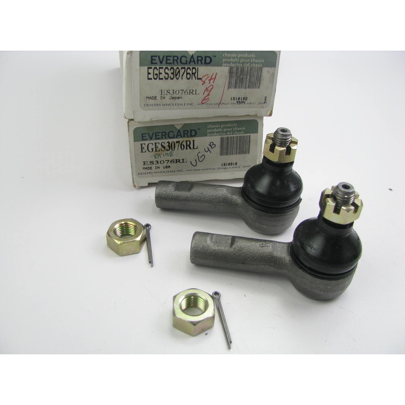 (2) Evergard EGES3076RL Outer Steering Tie Rod Ends PAIR For 87-94 Subaru Justy